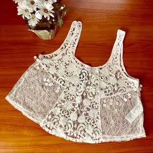 NWT HOLLISTER lace crop festival tank top cute shirt blouse